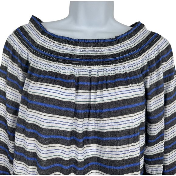 J.Jill Womens Striped Off-Shoulder 3/4 Sleeve Viscose & Linen Blend Top Size S - Picture 2 of 8